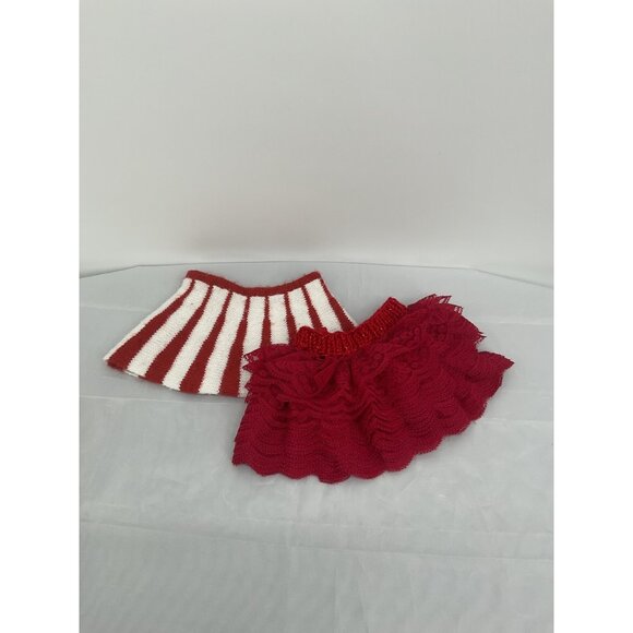 Baby Doll & Stuffed Animal Skirt Set Red Lace & Red/White Striped Knit Design - Picture 2 of 6